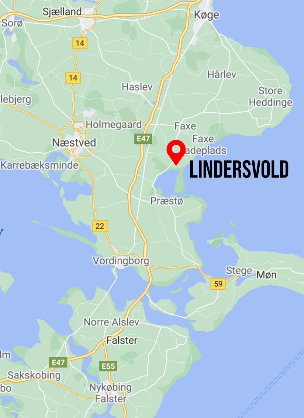 Kort over STU Sydsjælland